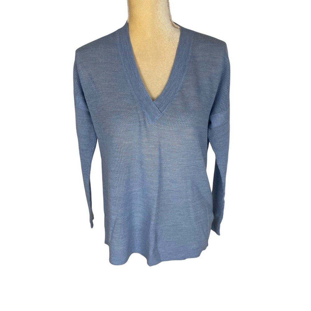 J. Crew Light Blue V-Neck Knit Sweater